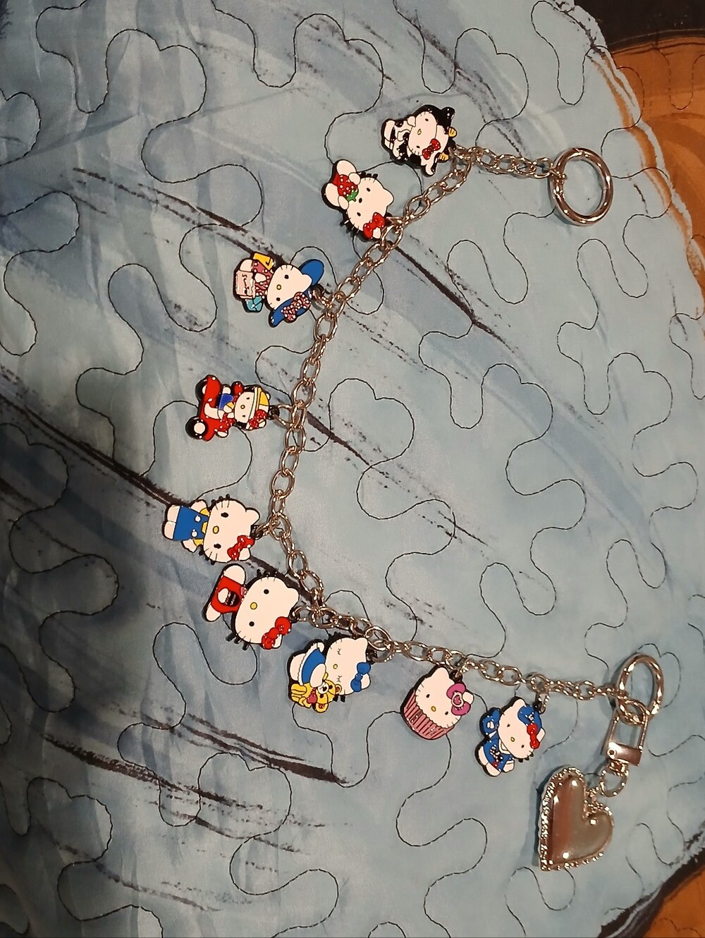 Hello Kitty Silver-Tone Bag Charm  with Colorful Enamel Charms